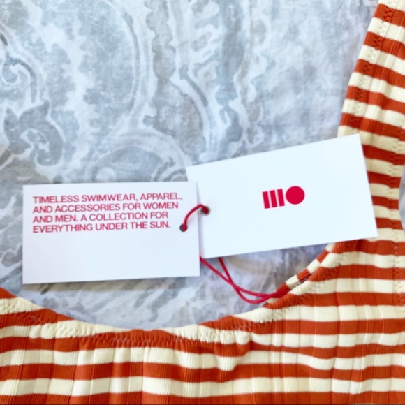 SOLID & STRIPED Bikini Top Orange Cream Stripes XS NEW NWT - Picture 4 of 8